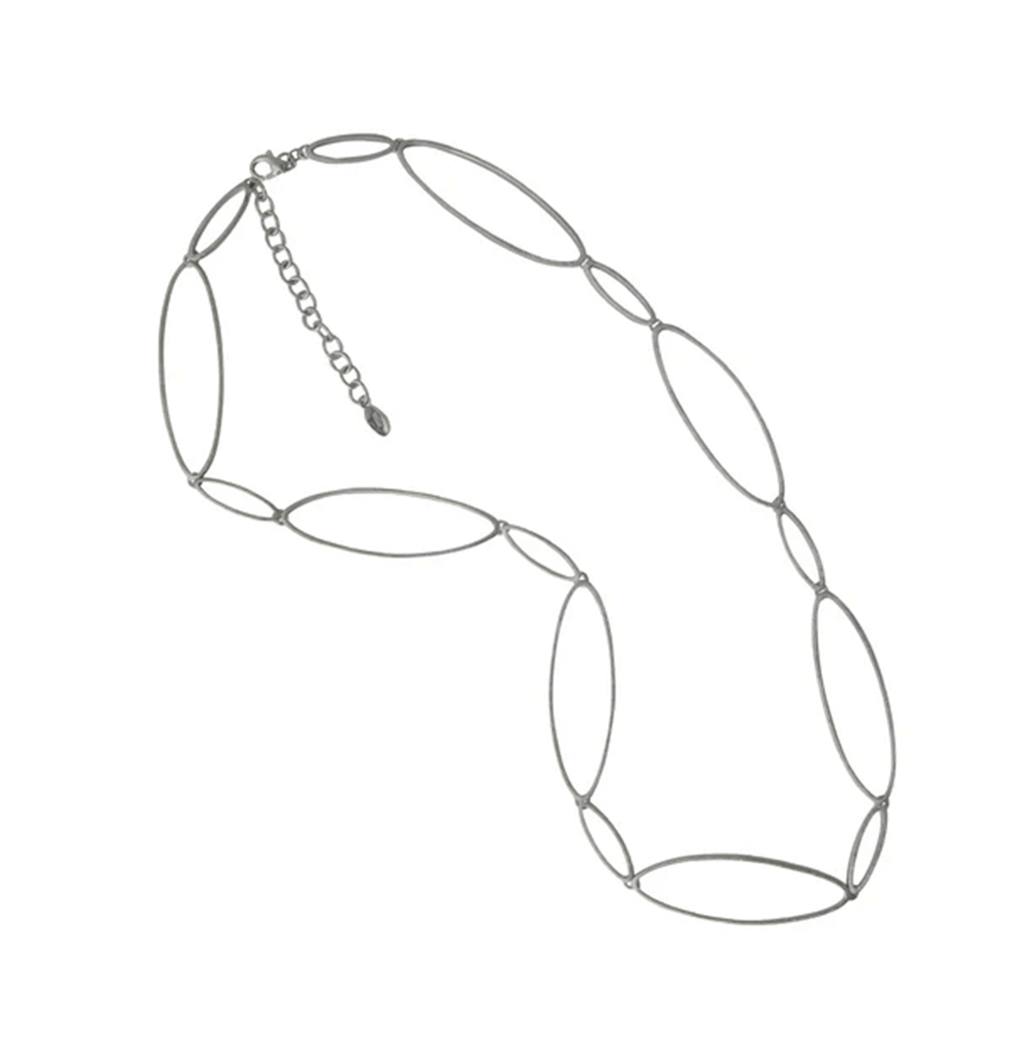 Silbercollier Ovallure aus 925 Sterling Silber, ovales Design, handgefertigt, elegantes Schmuckstück