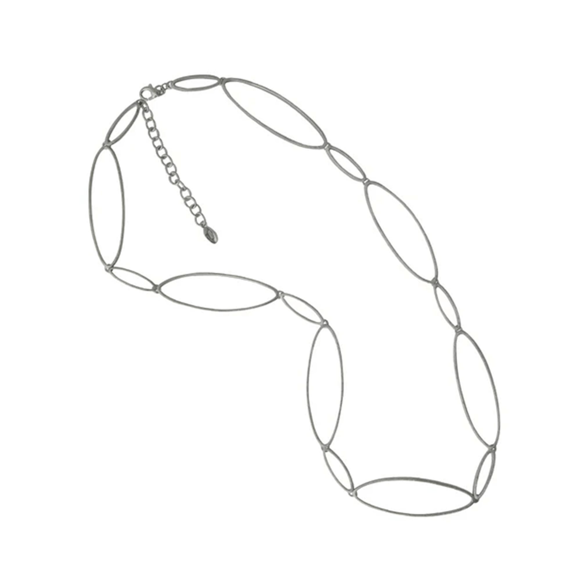 Silbercollier Ovallure aus 925 Sterling Silber, ovales Design, handgefertigt, elegantes Schmuckstück