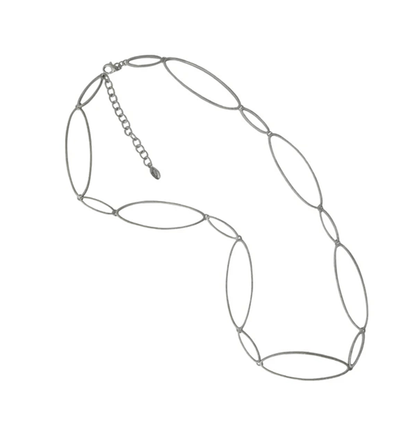 Silbercollier Ovallure aus 925 Sterling Silber, ovales Design, handgefertigt, elegantes Schmuckstück