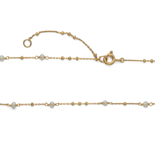 Silbercollier vergoldet mit Süßwasserzuchtperlen - Perla d'Oro