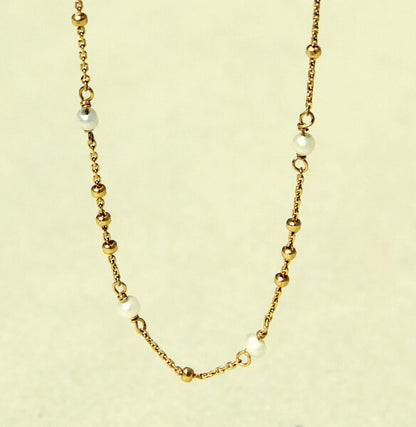 Silbercollier vergoldet mit Süßwasserzuchtperlen - Perla d'Oro