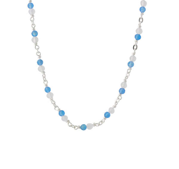 Silbercollier mit Chalcedon & Mondstein - Perla d'Oro