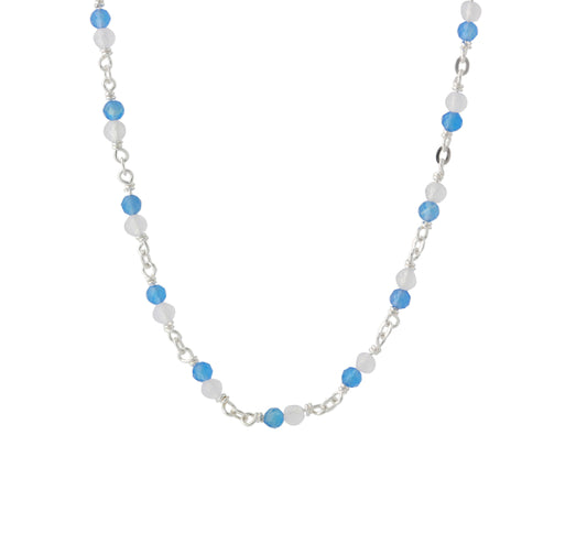 Silbercollier mit Chalcedon & Mondstein - Perla d'Oro