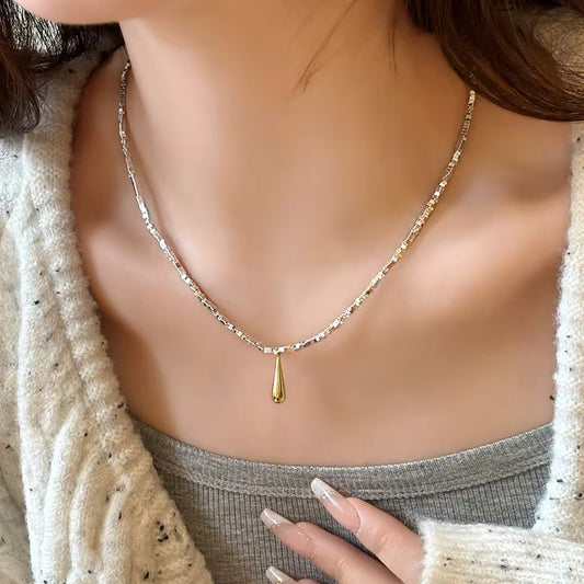 Damenkette mit Tropfen Anhänger aus 925er Silber Perla d'Oro