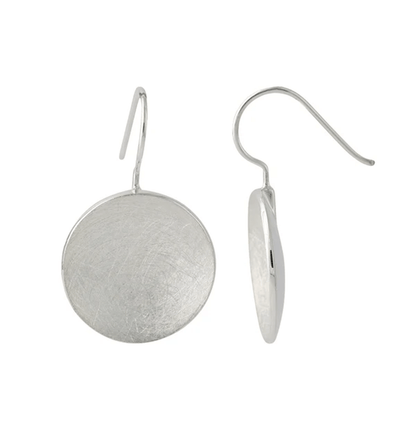 Solaro Silberohrhänger: matte runde Disk-Ohrringe aus 925 Sterling Silber mit Haken.