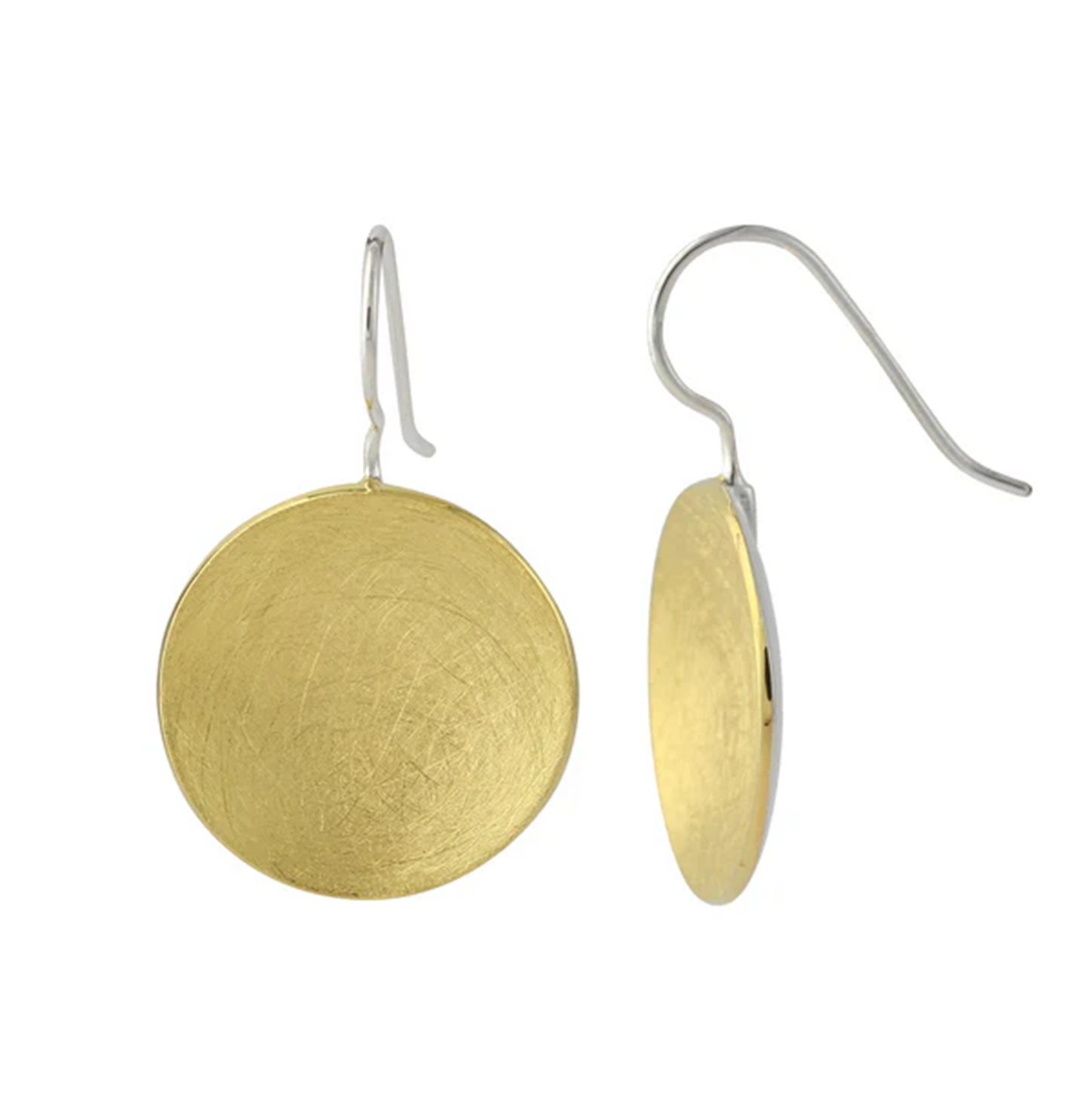 Solaro Silberohrhänger, 18ct vergoldet – runde, gebürstete Goldoberfläche, Ohrhaken