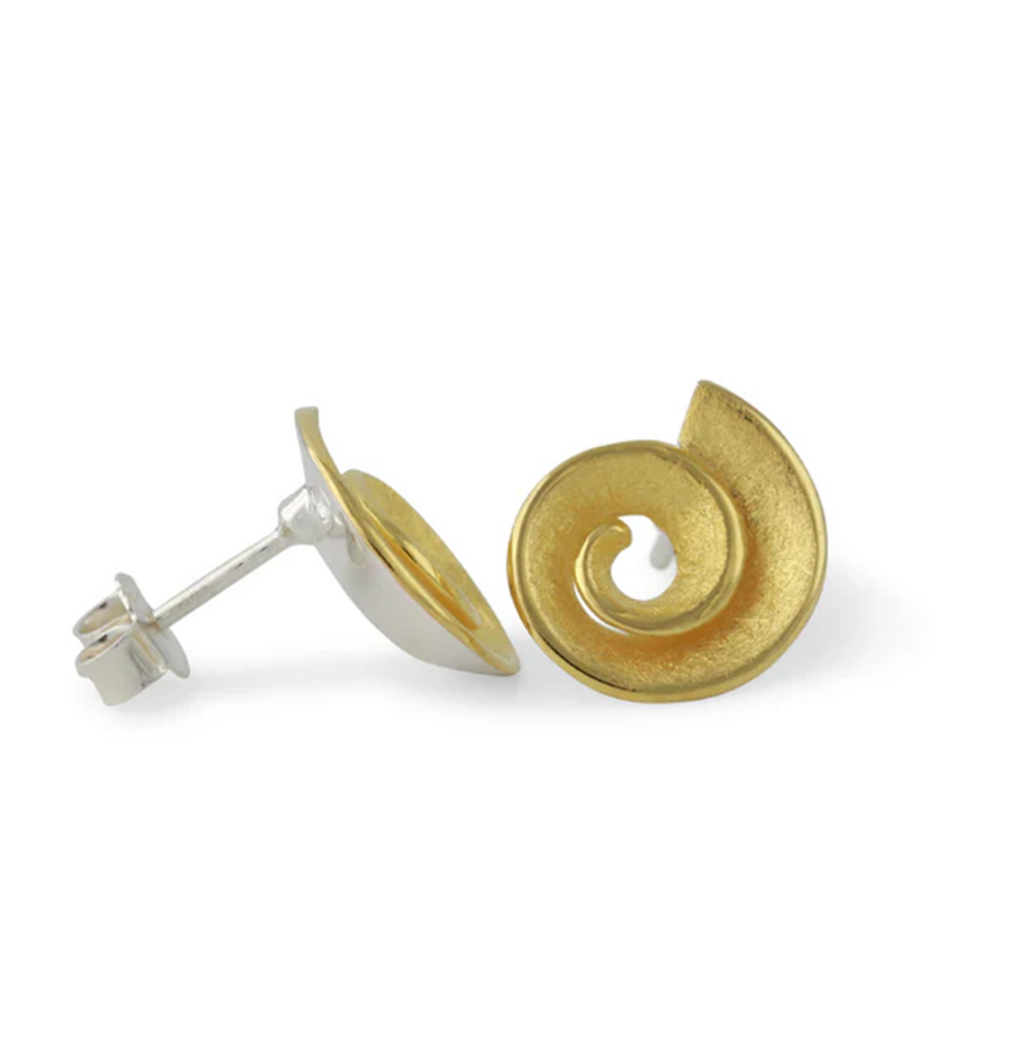Ohrstecker Sinuosa, 18ct Gelbgoldveredelt auf 925 Sterlingsilber, spiralförmige, geschwungene Stud-Ohrringe