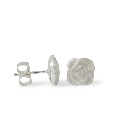 Silberohrstecker Rose aus 925 Sterling Silber, handgefertigt, Rosenmotiv