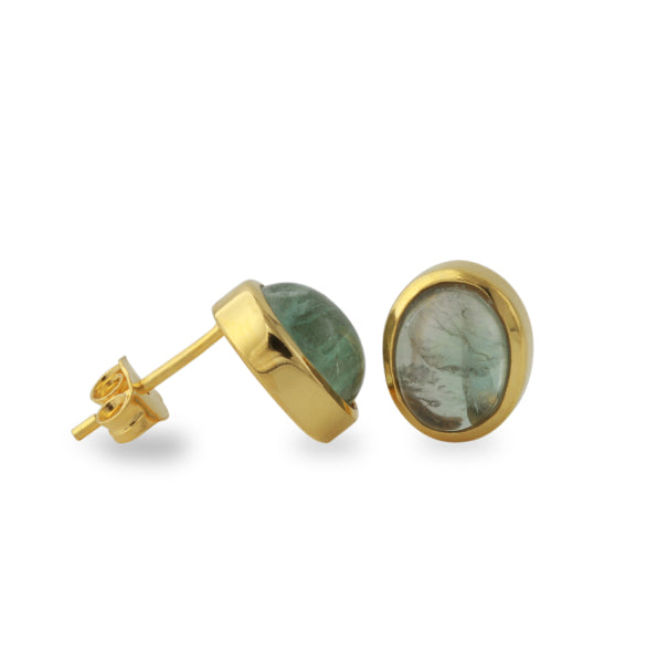 Silberohrstecker Icur 18ct vergoldet mit Fluorit - Perla d'Oro