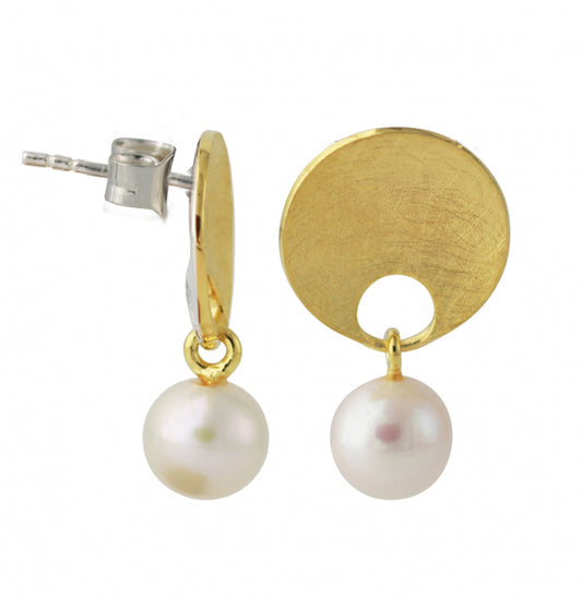 Silberohrstecker mit Süßwasserperlen 8mm, 18ct vergoldet - Perla d'Oro