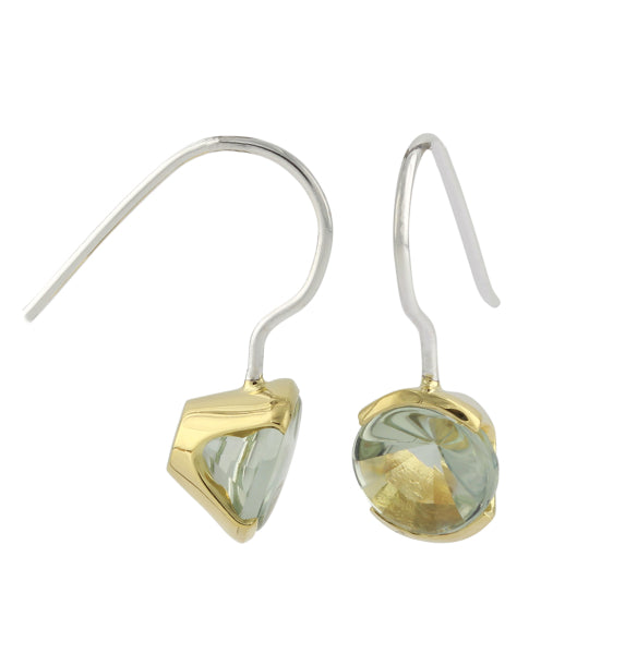 Silberohrstecker mit 8mm Prasiolith, 18ct vergoldet - Perla d'Oro