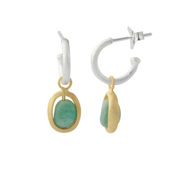 Silberohrhänger mit Amazonit, 18ct vergoldet - Perla d'Oro