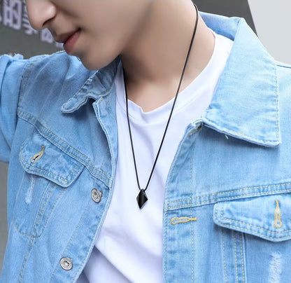 Edelstahlkette Titan Noir Black mit Wolfram Anhänger - Perla d'Oro