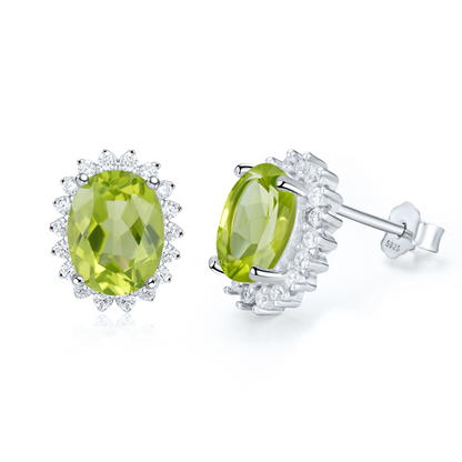 Edelstein-Ohrstecker aus 925 Silber mit natürlichem Peridot oder Citrin - Perla d'Oro #