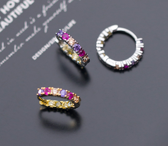 Creolen aus 925 Silber mit farbigen Kristallen - Perla d'Oro