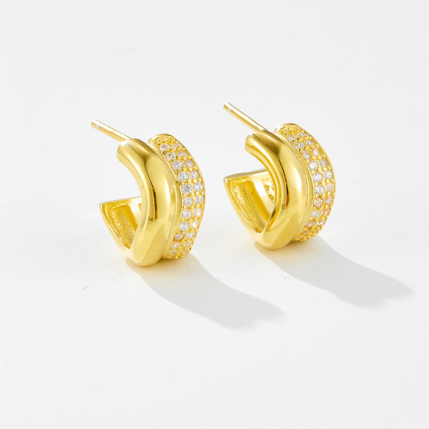 Creolen mit Zirkonia aus 925er Silber - Perla d'Oro