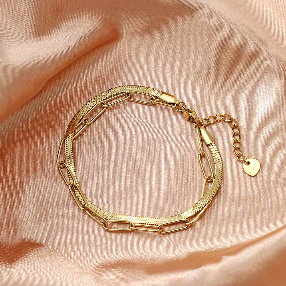 Geometrisches Edelstahlarmband für Damen in Gold und Stahl - Perla d'Oro #