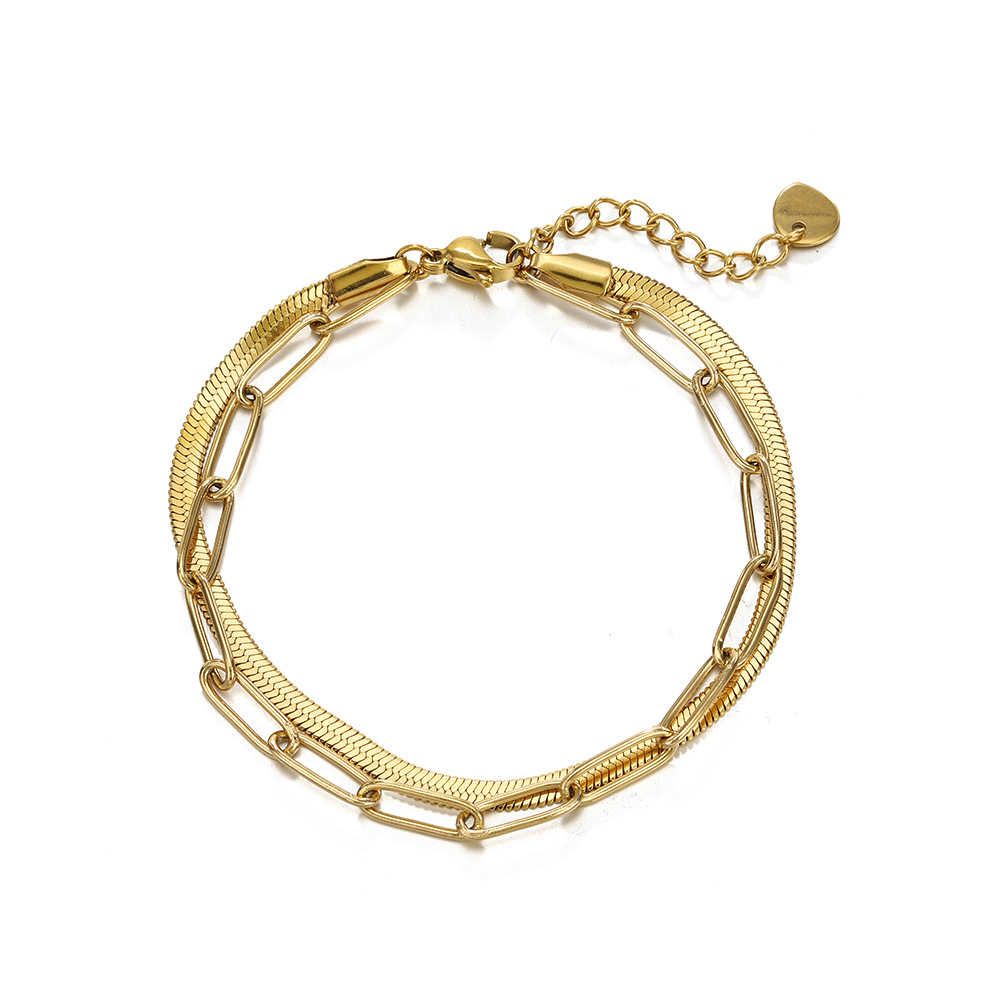 Geometrisches Edelstahlarmband für Damen in Gold und Stahl - Perla d'Oro #