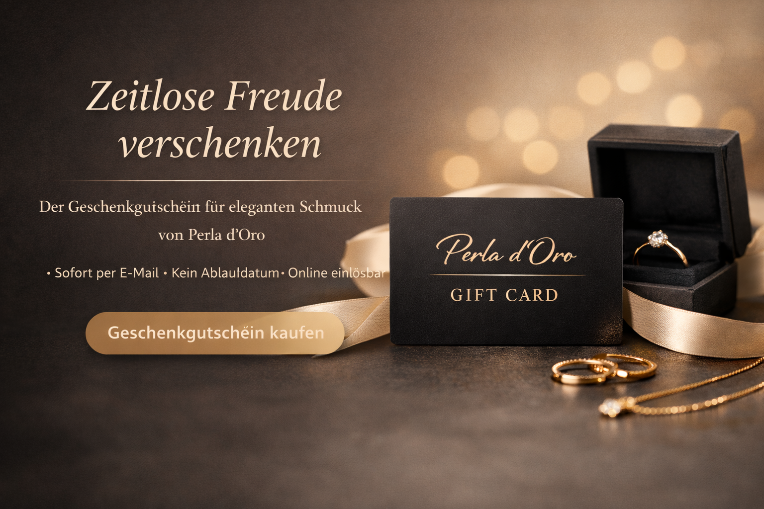 Geschenkgutschein Perla d’Oro – stilvoller Schmuck-Gutschein, hochwertige Handwerkskunst aus Europa