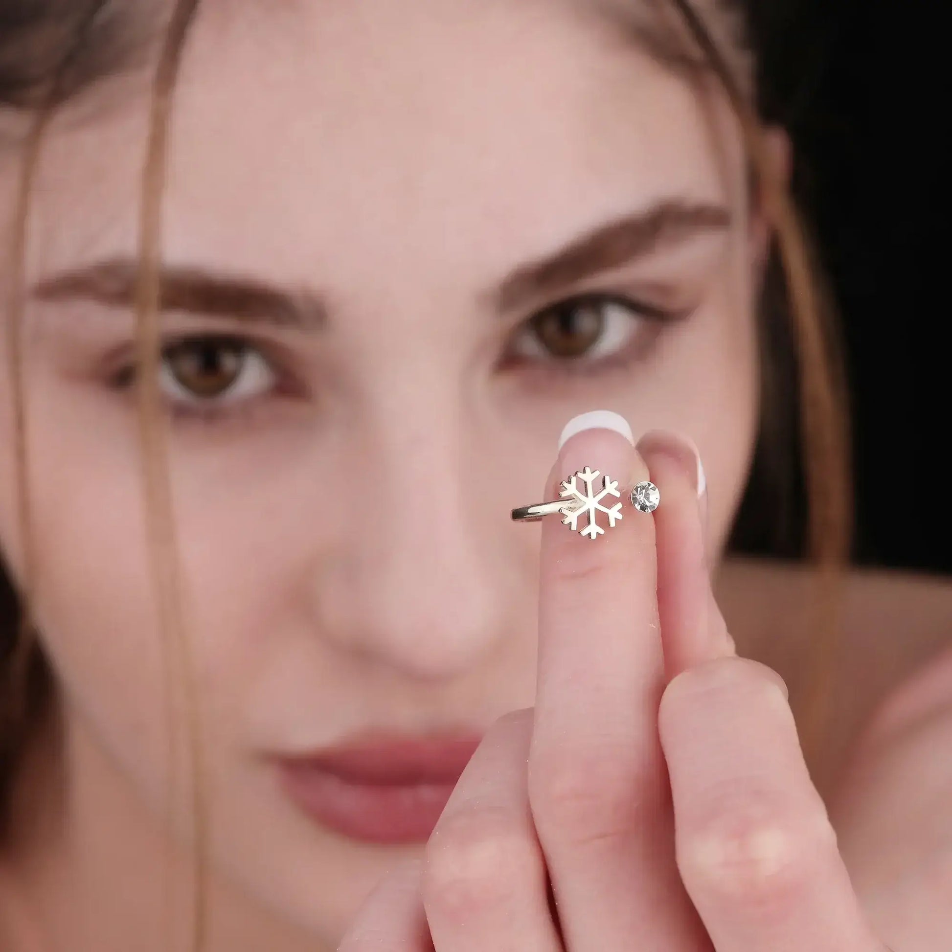 Silberring mit Schneeflocken-Design und Zirkonia von MadamLili – handgefertigt in Deutschland, 925 Sterling Silber