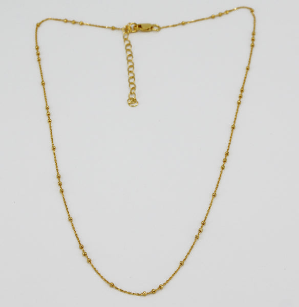 Vergoldete Ankerkette aus 925er Silber mit zarten Kugeln - Perla d'Oro