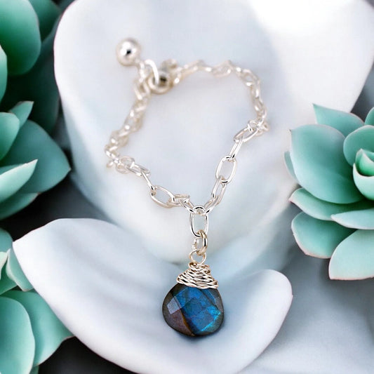 Labradorit Armband in 925 Silber Modell Mira Oceana - Perla d'Oro