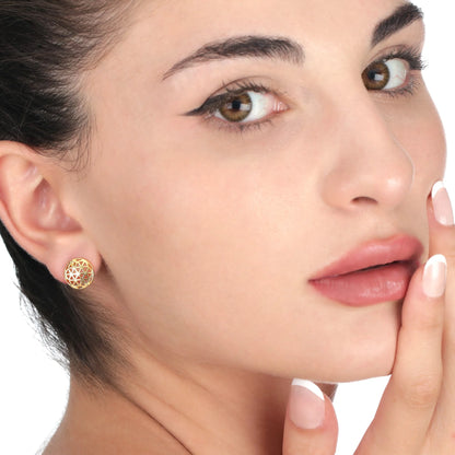 Vergoldete Silberohrringe mit Lebensbaum-Motiv, 925er Silber, handgefertigt in Deutschland.