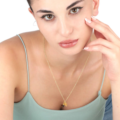 Vergoldete Silberkette mit Moldavit Tropfen – MadamLili Tannenzapfen Anhänger