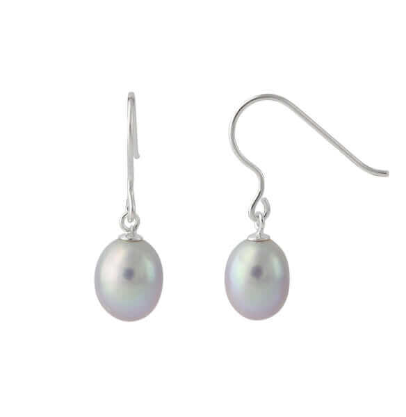 Ohrringe mit grauer Süßwasserperle 8x11,5 mm - Perla d'Oro