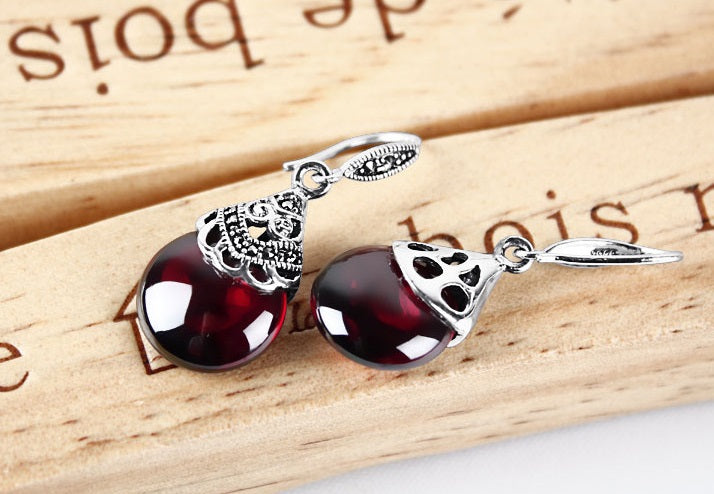 Granat Tropfen Ohrringe für Frauen aus 925 Silber - Perla d'Oro