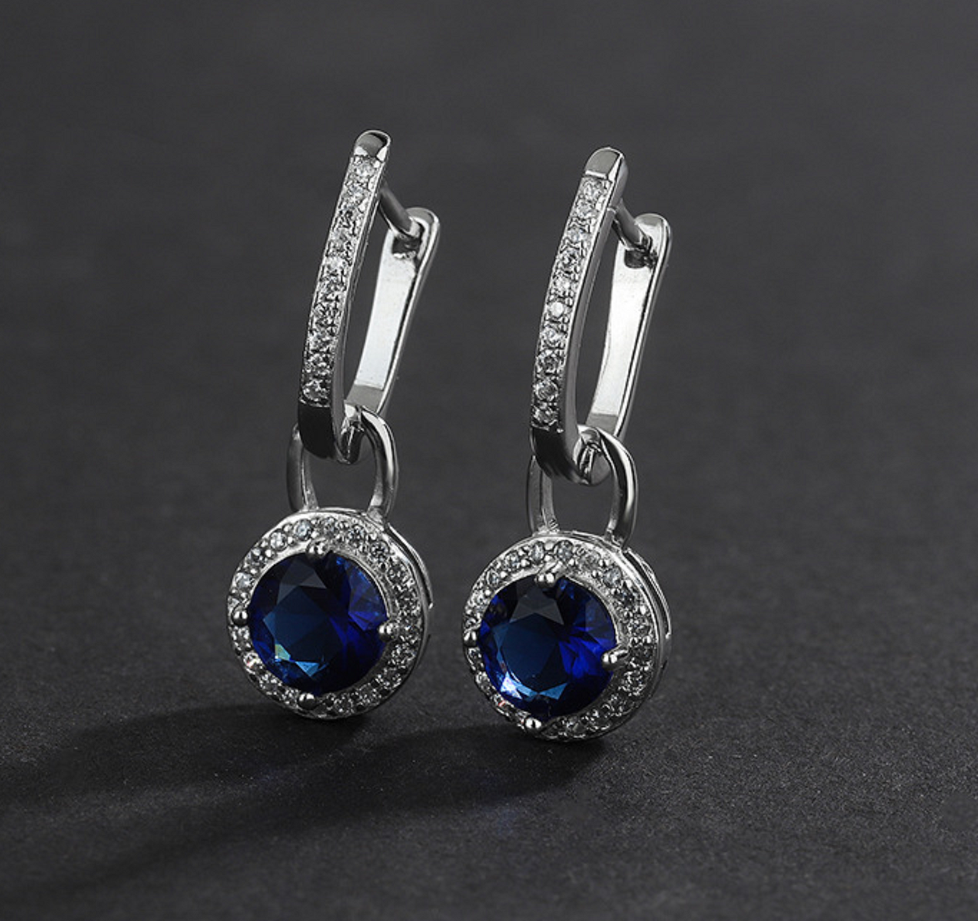 Elegante Saphir-Ohrringe aus 925 Silber - Perla d'Oro