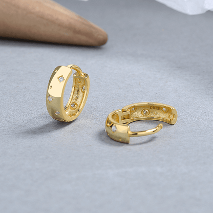 Creolen aus 925 Silber mit Zirkonia im Asterismus-Look - Perla d'Oro