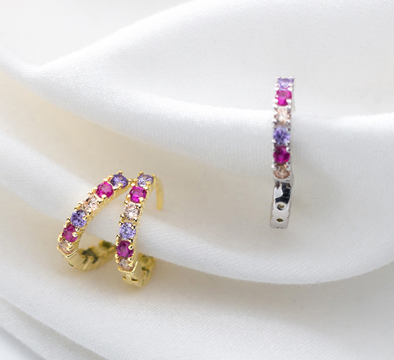 Creolen aus 925 Silber mit farbigen Kristallen - Perla d'Oro