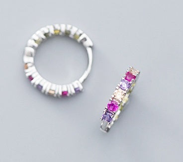 Creolen aus 925 Silber mit farbigen Kristallen - Perla d'Oro