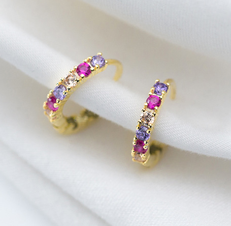 Creolen aus 925 Silber mit farbigen Kristallen - Perla d'Oro