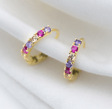 Creolen aus 925 Silber mit farbigen Kristallen - Perla d'Oro