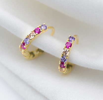 Creolen aus 925 Silber mit farbigen Kristallen - Perla d'Oro