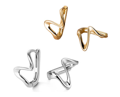 Wellenförmige Creolen aus 925er Silber - Perla d'Oro