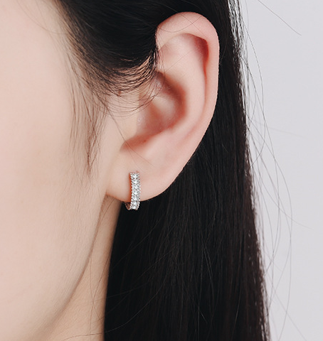 925er Silber Creolen mit Moissanit 0.14 ct - Perla d'Oro