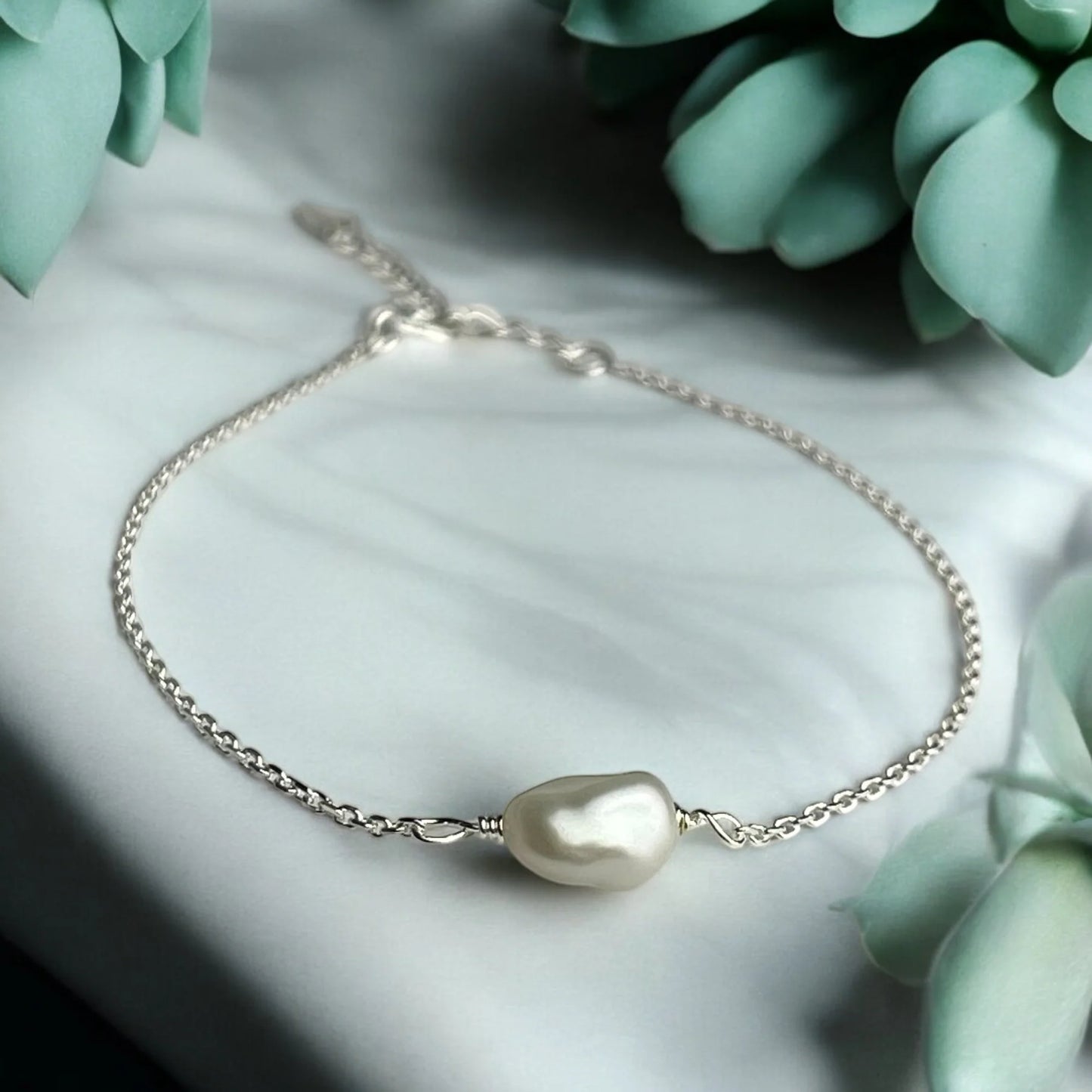 Silberarmband mit Keshi Barockperle - Perla d'Oro