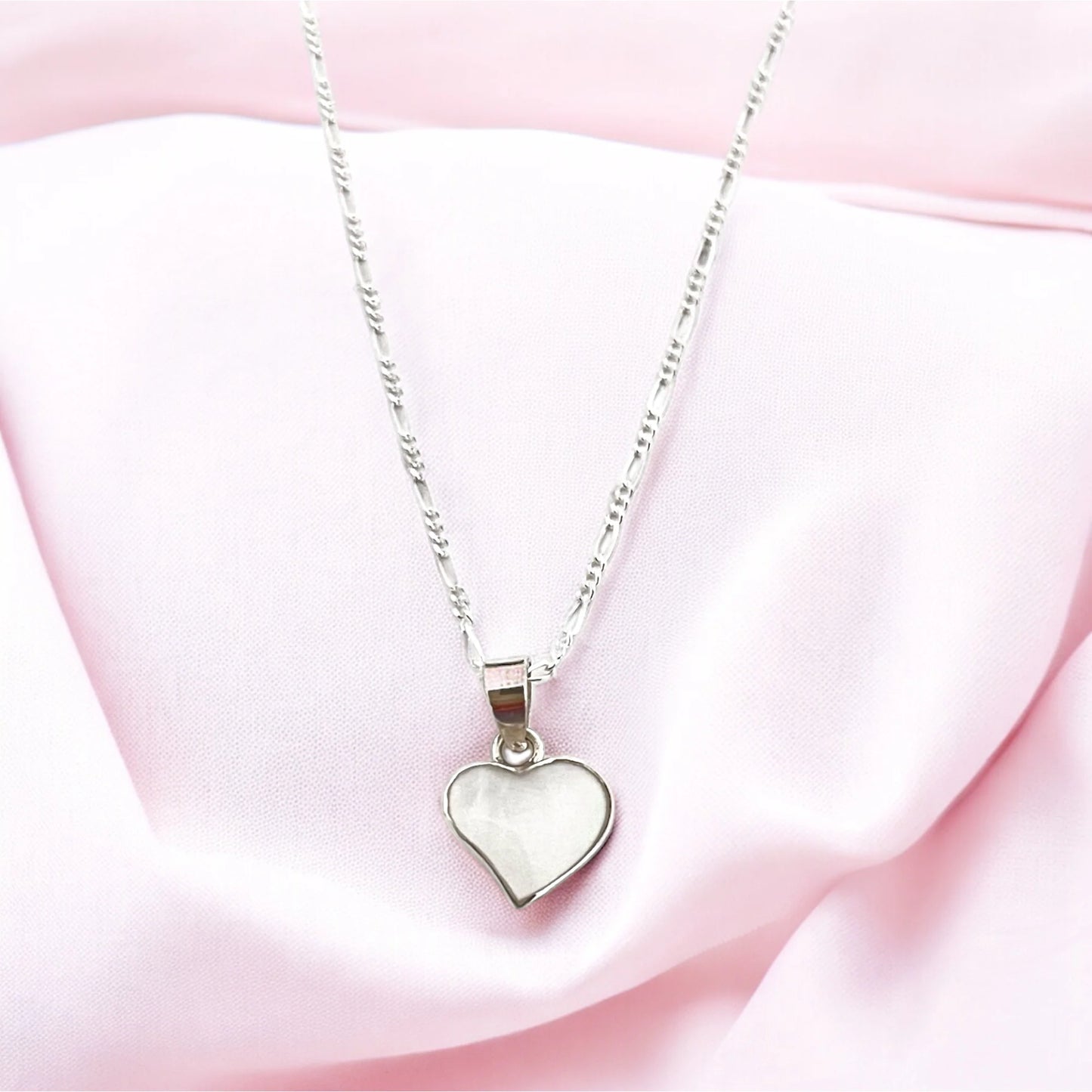 Silberkette mit Perlmutt Herz Anhänger – MadamLili, handgefertigt in Deutschland, 925 Sterling Silber