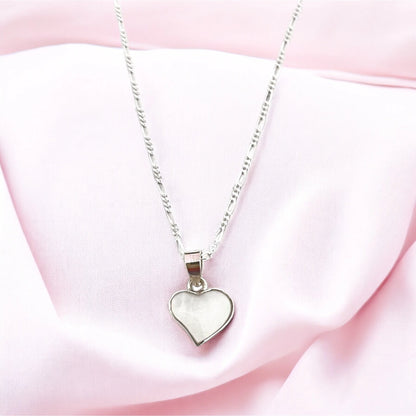 Silberkette mit Perlmutt Herz Anhänger – MadamLili, handgefertigt in Deutschland, 925 Sterling Silber