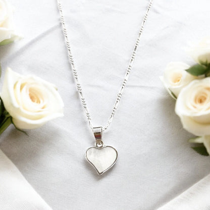 MadamLili Silberkette mit Perlmutt Herz Anhänger – zeitlose 925 Sterling Silber, handgefertigt in Deutschland