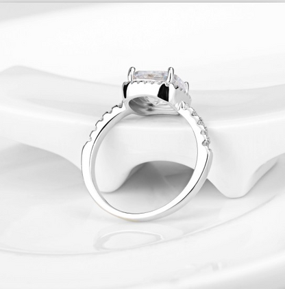 Quadratischer Ring mit Zirkonia Diamant aus 925 Sterlingsilber - Perla d'Oro #