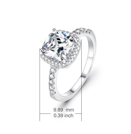 Quadratischer Ring mit Zirkonia Diamant aus 925 Sterlingsilber - Perla d'Oro #