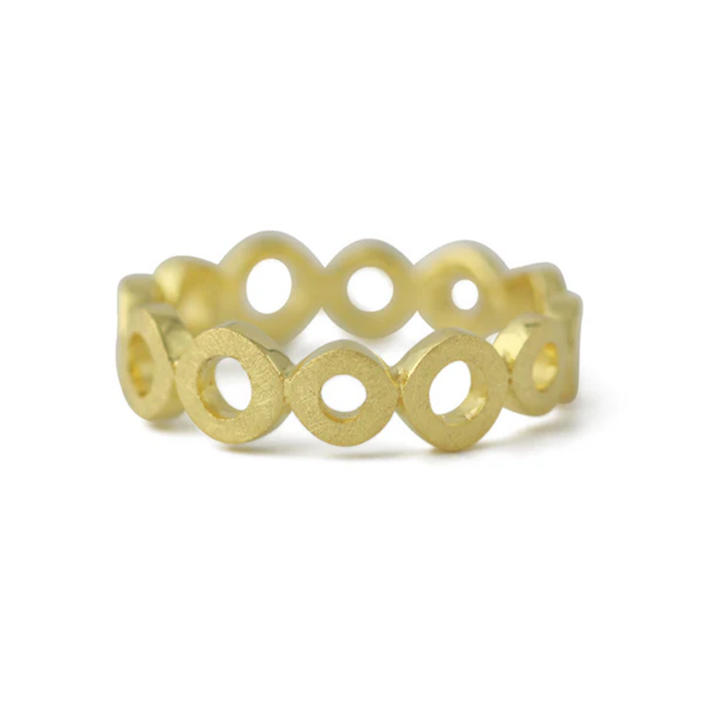 Donut-Ring aus 925er Silber, 18 Karat Gelbvergoldung, modernes, elegantes Schmuckstück