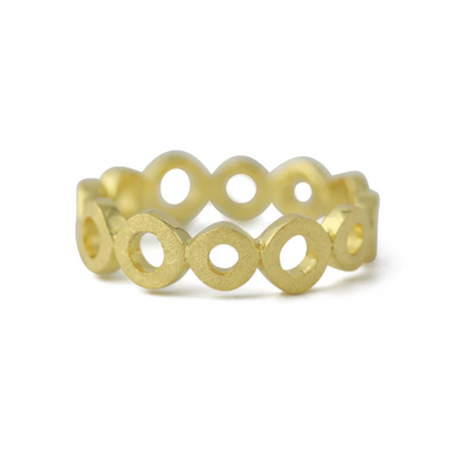 Donut-Ring aus 925er Silber, 18 Karat Gelbvergoldung, modernes, elegantes Schmuckstück