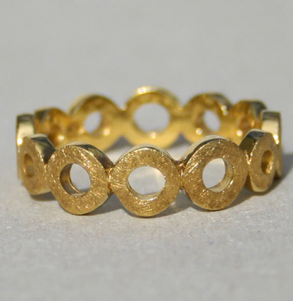 Silberring Donut single aus 925er Sterlingsilber, 18ct Gelbvergoldet, modernes Donut-Design