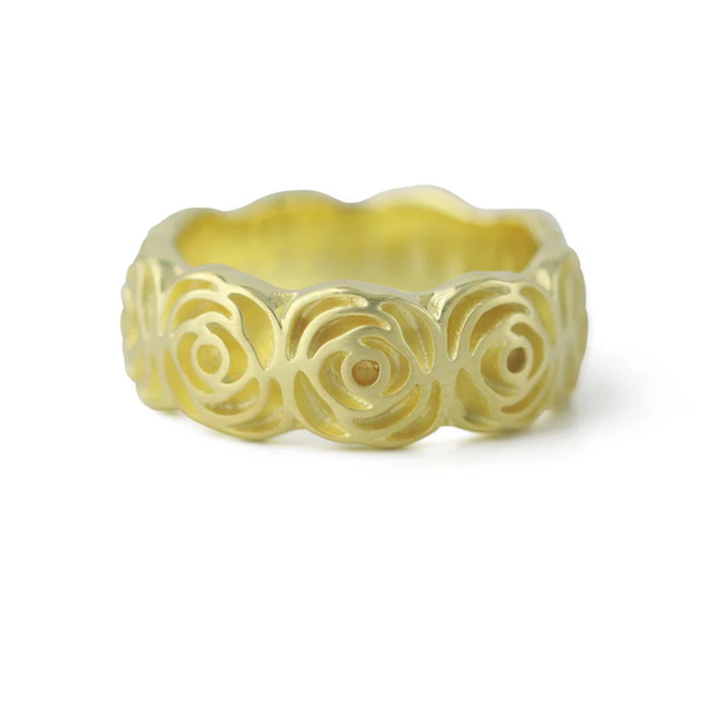 Silberring Rose mit Rosenmuster, 925 Silber, 18ct Gelbvergoldung