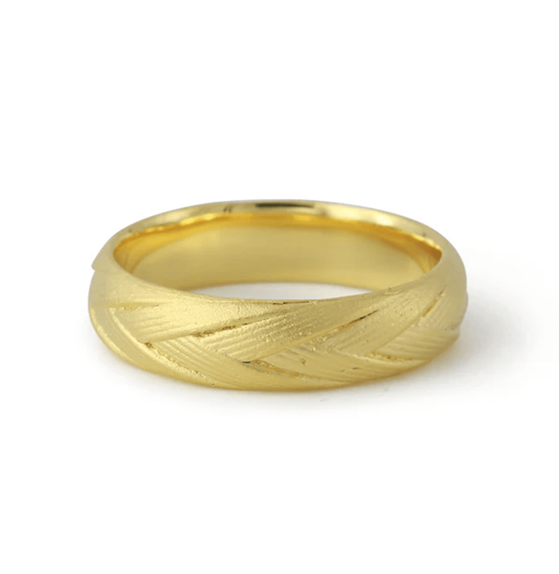 Silberring Vento Argento, 18ct vergoldet – strukturierter Bandring mit goldener Oberfläche